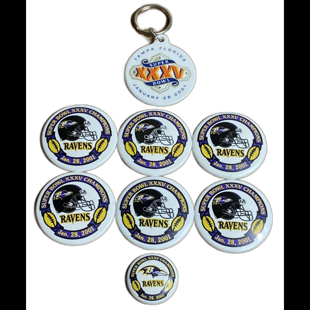 Baltimore Ravens Super Bowl XXXV Champions Jan 28 2001 Button Blanks & Keychain
